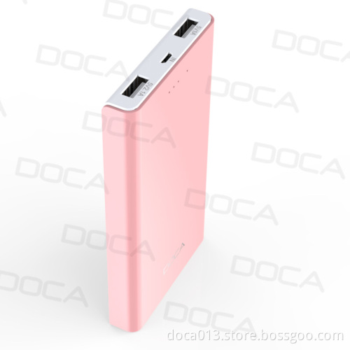 6500mAh DOCA D605 Portable Power Bank With 2 USB Outputs 